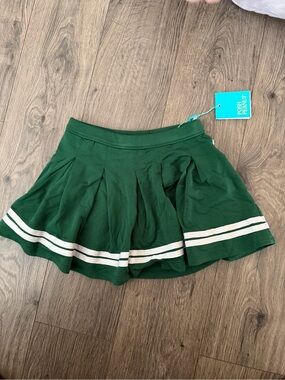 Posh Peanut Green Skort with White Stripe Trim